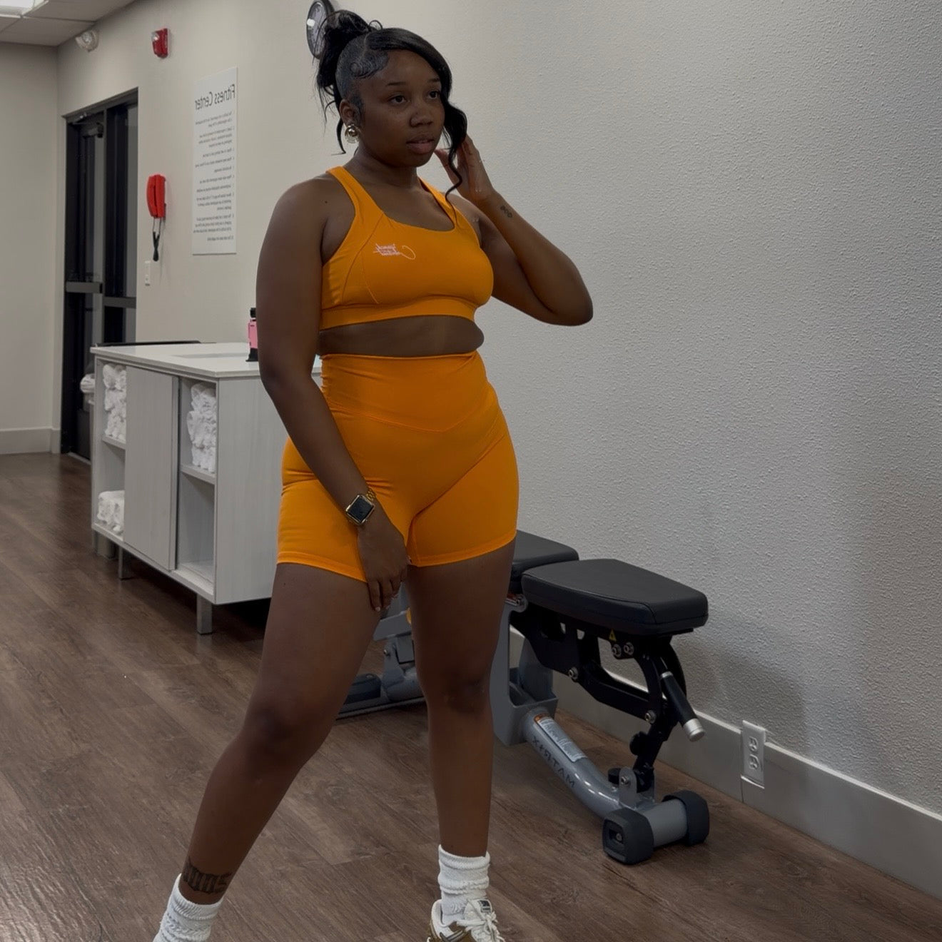 Cross-back padded bra + shorts set